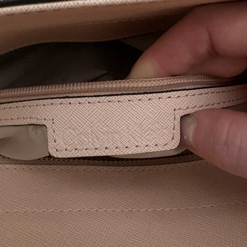 Large Calvin Klein Leather Purse Pink/White/Brown Shoulder Zip Bag - Picture 6 of 11